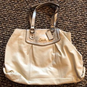 Eggshell Leather Coach Bag